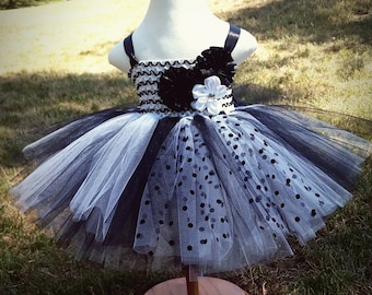 Fancy Black and White Tulle Dress for Infants, Baby Girls