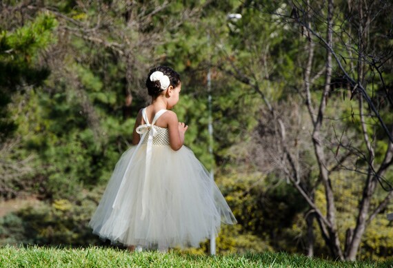 ivory tutu dress Ivory Tutu Tulle Dress W/ Detachable Sash - Size: 8