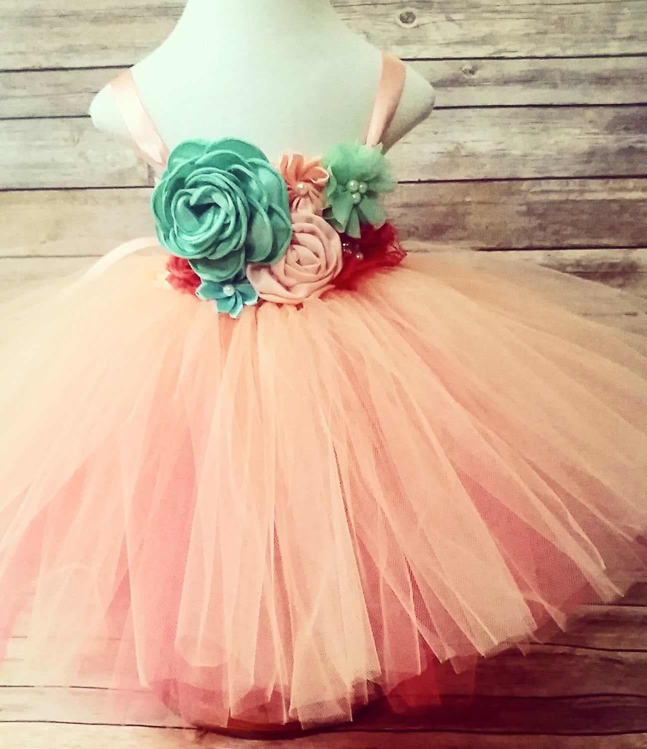 Peach Mint and Coral Fancy Tutu Dress for Infants Toddlers