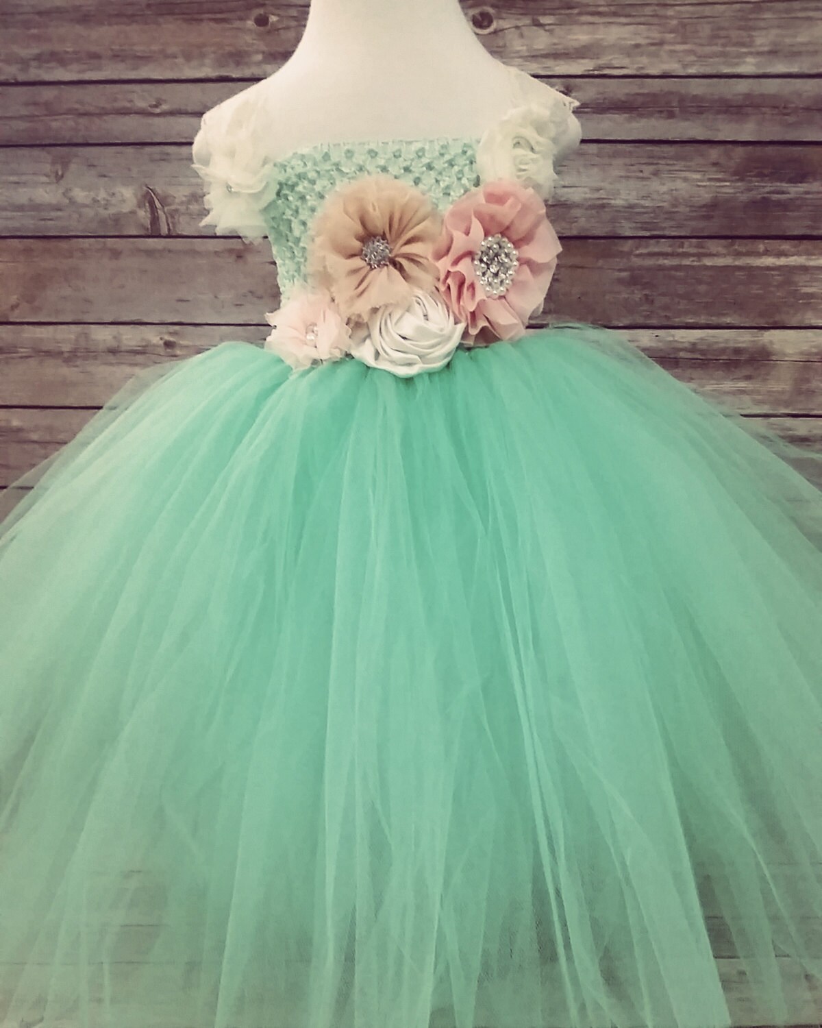 Peach and mint green dress deals