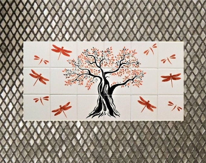 Backsplash, Tree of Life, Tile, Hand Painted, Kitchen Splashback