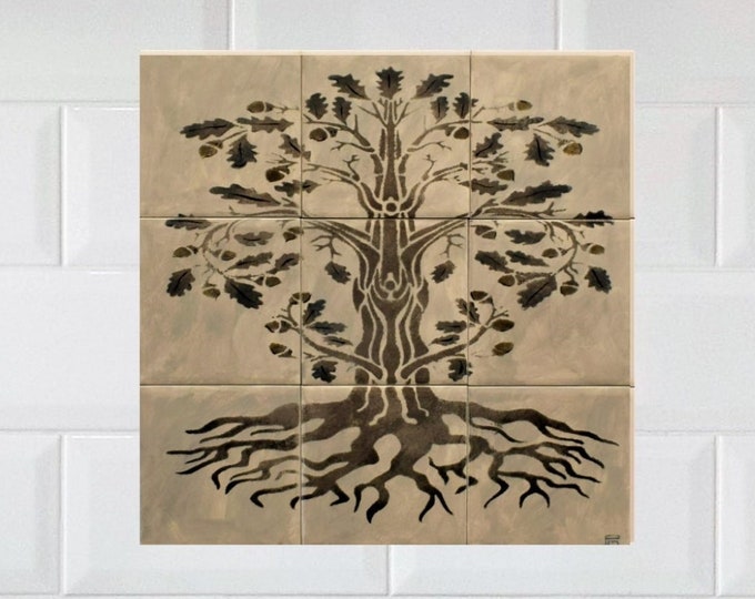 Backsplash Tiles, Hand painted, tile mural, Tree of Life, Kitchen backsplash idea.