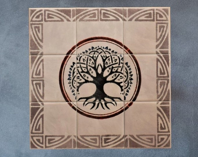 Tree of Life Tile, Kitchen Backsplash, Hand Painted Tiles, Splashback.