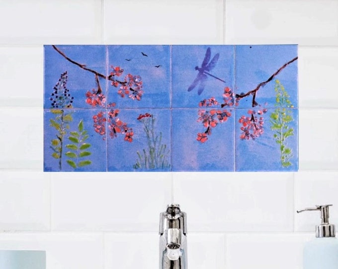 Kitchen tile backsplash, Hand painted, Bathroom Tiles, Custom Splashbacks.