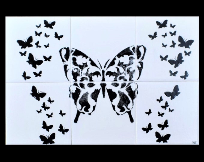 Backsplash kitchen, Hand painted tiles, Splashback tiles, Butterfly wall art