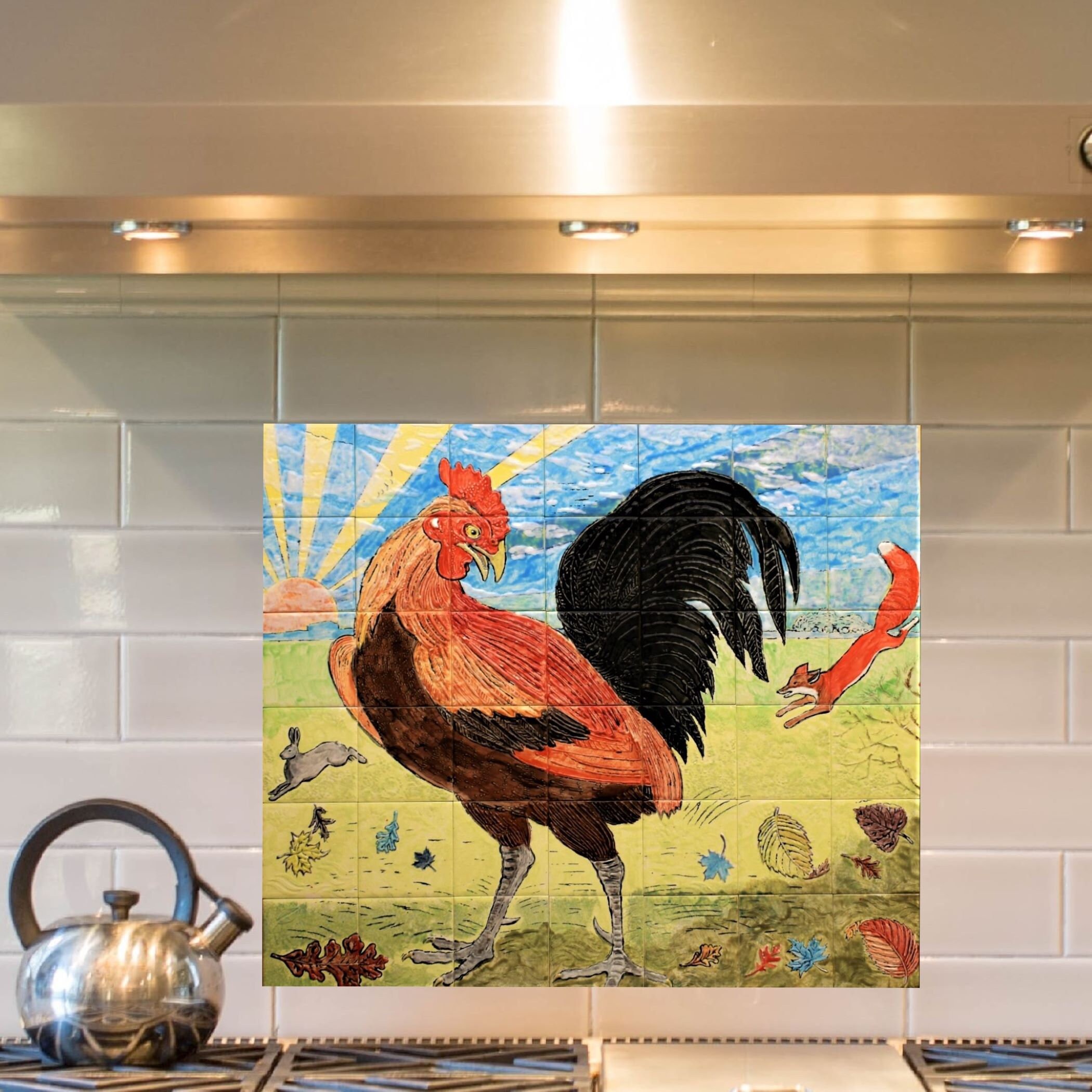 Rooster tile for wall hanging or backsplash