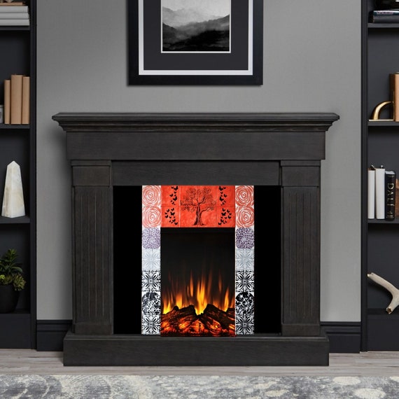 Fireplace Surround Hand Painted Tile We, Fireplace Surround Tile Size