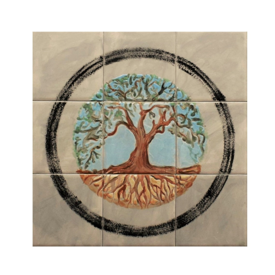 Backsplash Fliese handbemalte Fliese Baum des Lebens Grau | Etsy