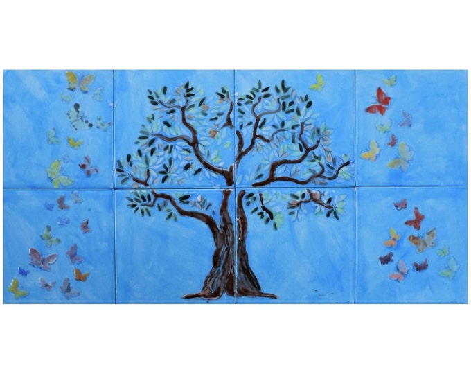 Tree of Life, Tile Mural, Backsplash, Kitchen Home Décor, Artwork on Tiles, Decorative Tiles, Ceramic Tile