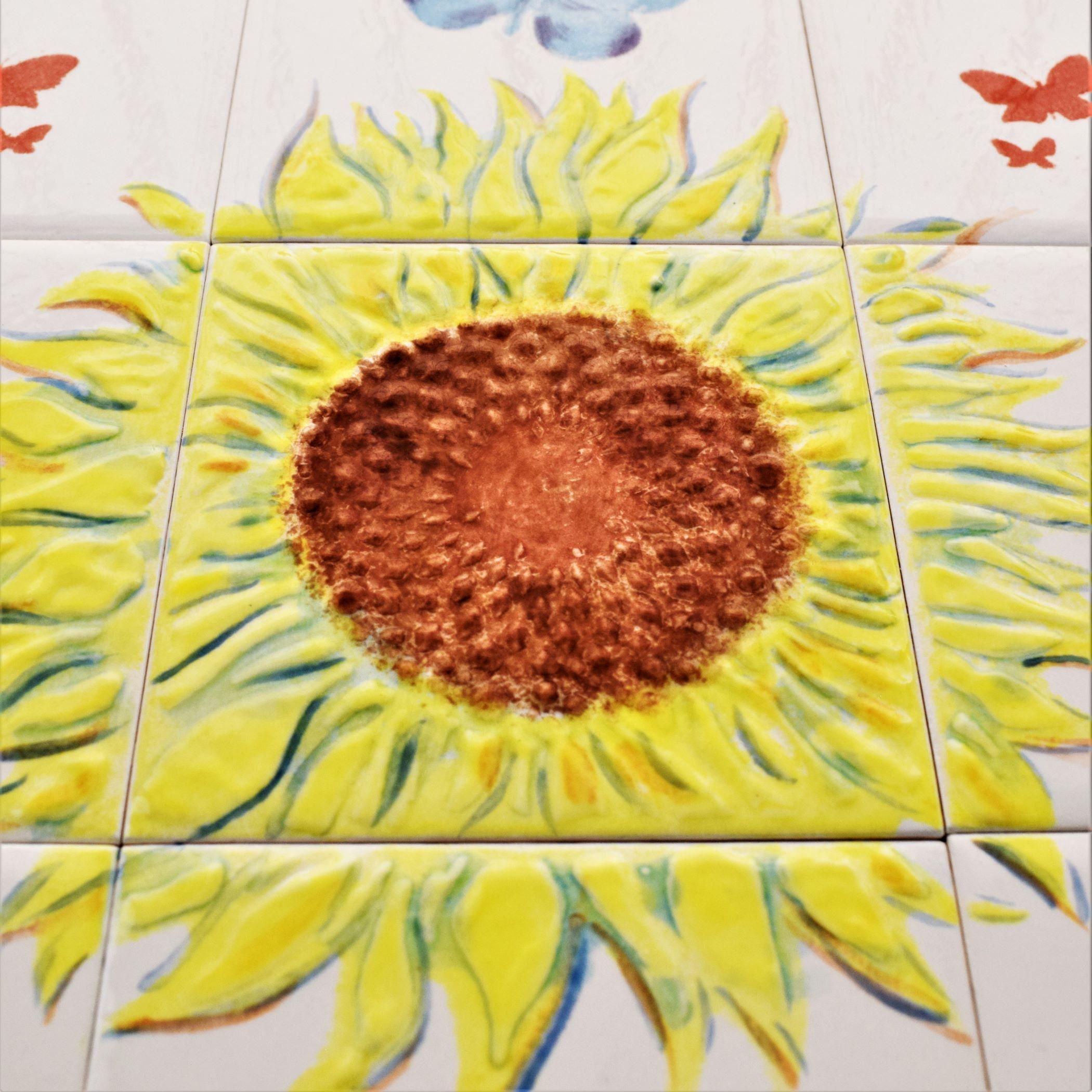 sunflower backsplash for kitchen