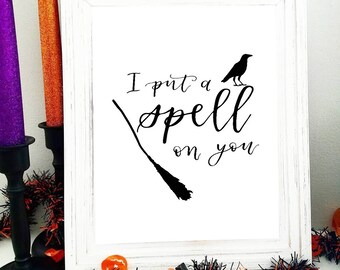 Hand Lettered Prints, Hocus Pocus, Digital Print, Halloween print, Holiday print, I Put A Spell On You, Hand Lettering, Halloween Decor,