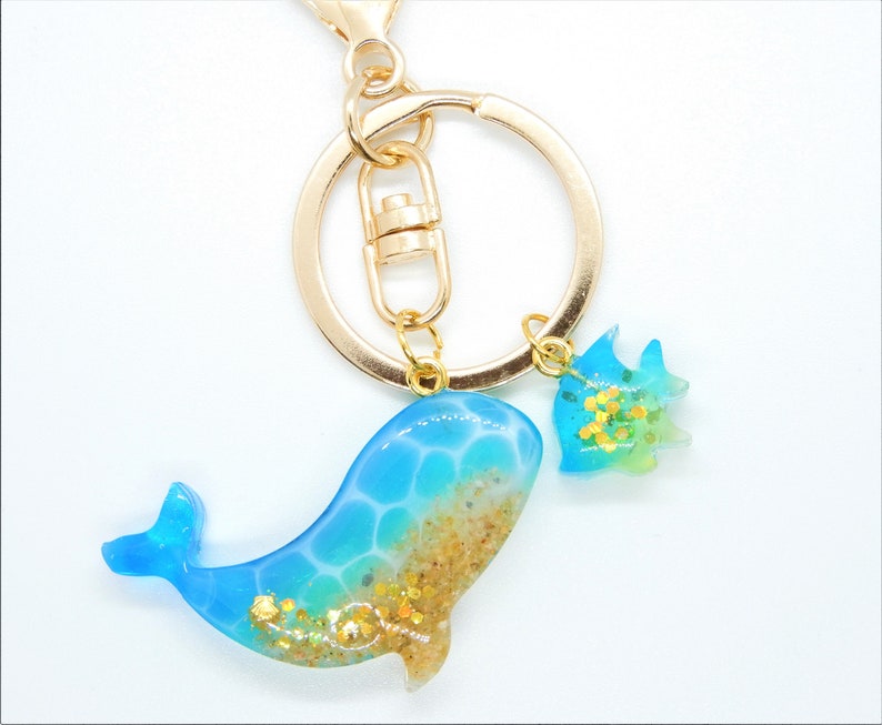 Resin Whale Keychain Whale Keychain Ocean Keyring Sea Etsy