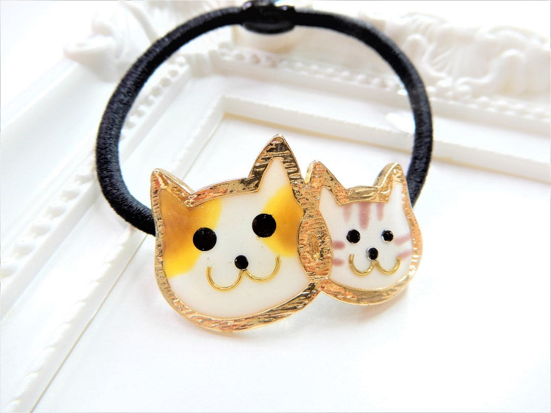 Cute Cat Face Hair Tie, Cat Hair Tie, Kitty Hair Tie, Resin Hair Ties
