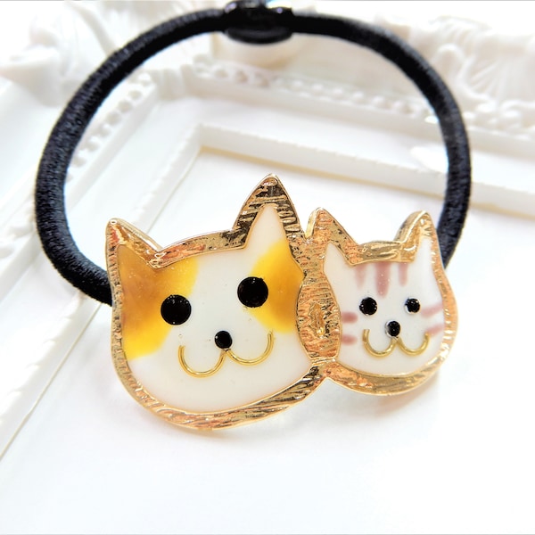 Cute Cat Face Hair Tie, Cat Hair Tie, Kitty Hair Tie, Resin Hair ties, Resin Hair Elastics, Animal Hair Ties, Resin Jewelry