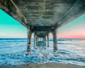 Impresión del muelle de Manhattan Beach: fotografía de paisaje marino