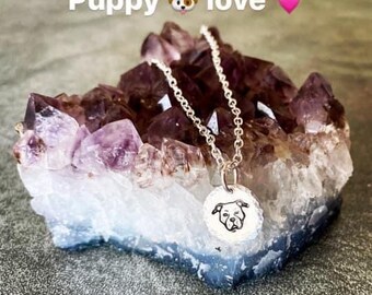Hand Stamped Aluminum Pit Bull Dog Necklace