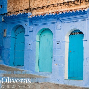 Chefchaouen, morocco, morroco photo, blue doors, wall art, morocco print, chefchaouen photo, metal print, 4x6, 5x7