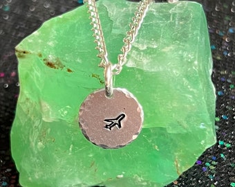 Aluminum Airplane Necklace: Hand Stamped Travel Jewelry