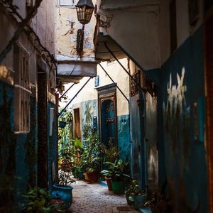 Tangier Morocco Photo: Moody Blue Alleyway Art Print