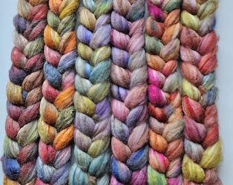 Hand dyed mixed luxury fiber blends for spinning and felting.