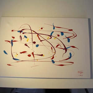 N &deg; 1 &laquo; Airy Love &raquo; - original peinture abstraite - Acrylique et peinture &agrave; l&#039;encre - 15.75 &quot;(40cm) x 23,62 po (60 cm)