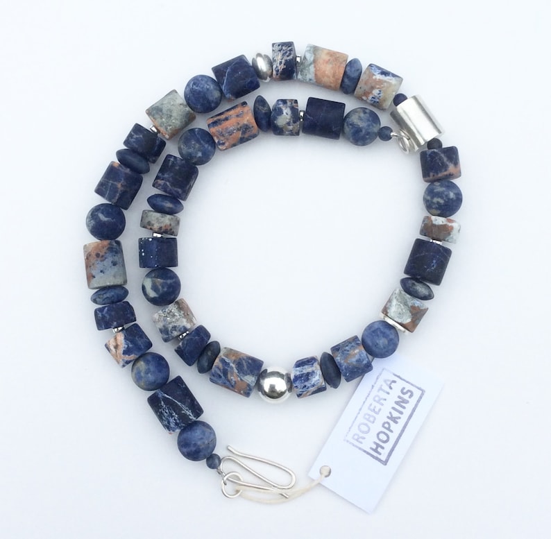 Orange Sodalite Necklace with Sodalite and sterling silver.