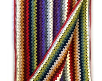 Striped Granny Throw Crochet Pattern WM2043