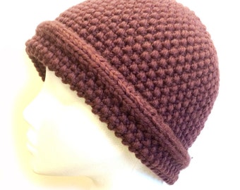 Moss Stitch Hat Knitting Pattern WM2024