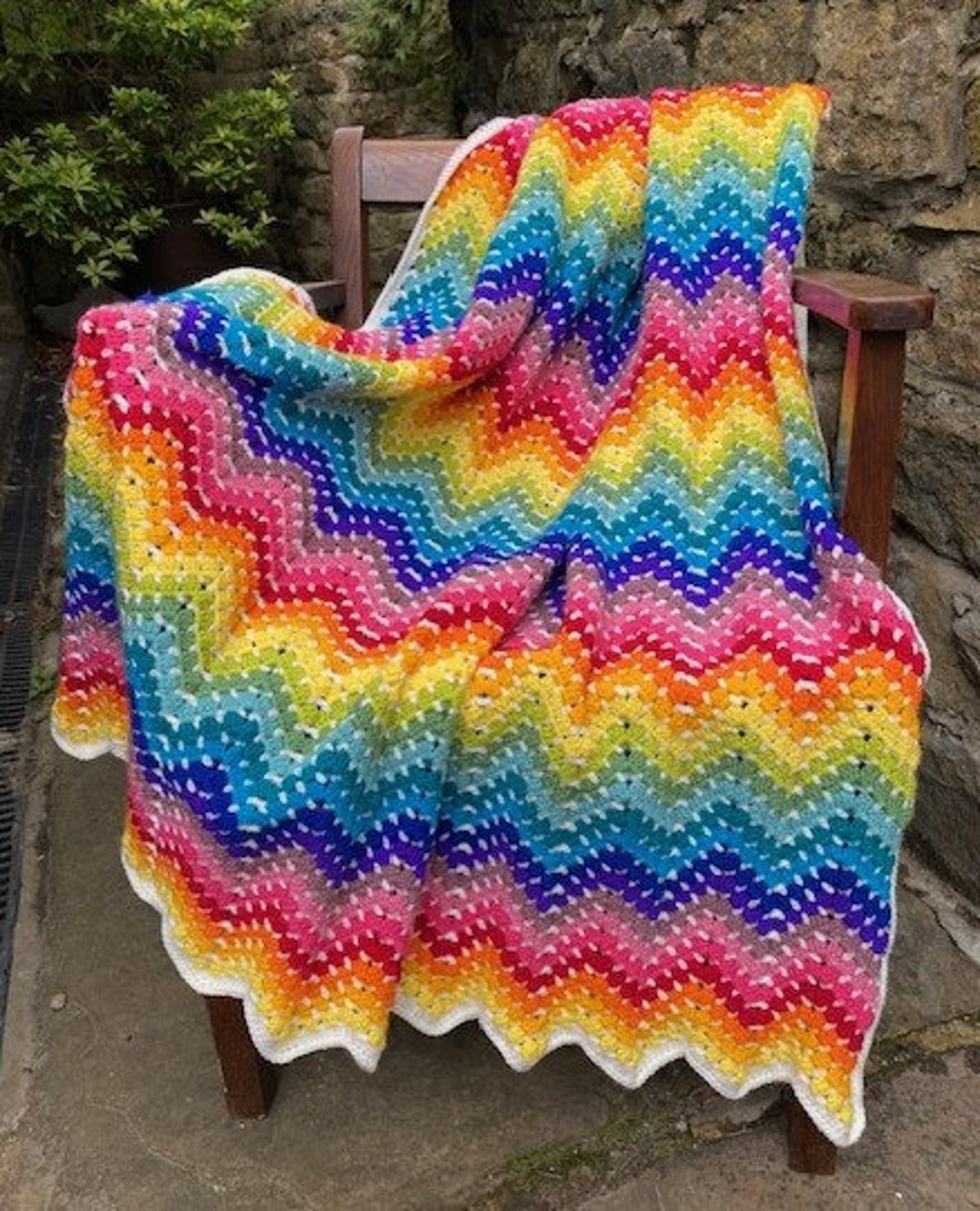 Super Rainbow Zig Zag Blanket Crochet Pattern WM2122