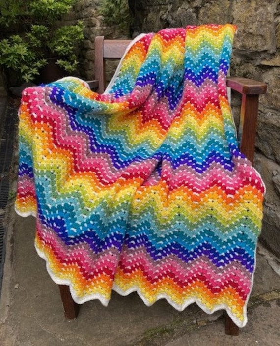 Rainbow yarn blanket hotsell