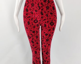 Vintage Helen Storey Velvet Floral Pants, 80s Designer Trousers