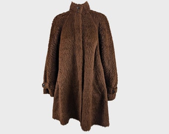 Vintage AGNONA Coat Alpaca Wool Coat 1980s Swing Coat Furry Coat