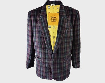 Blazer italiano vintage de los años 80 a cuadros, mezcla de lana y algodón, Themi & Mestieri