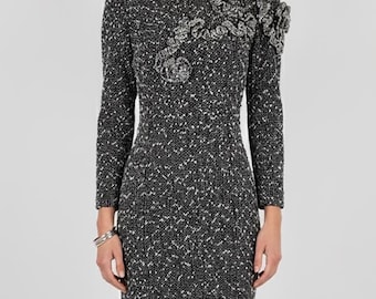 Vintage Alberta Ferretti Bouclé Mini Dress, 80s Designer Knitwear