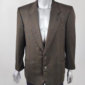 Vintage Pierre Cardin Wool Blazer: Olive Green Checked Sport Coat