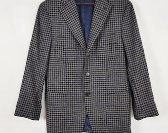 Vintage Grey Black & Navy Alpaca Cashmere Tailored Blazer by