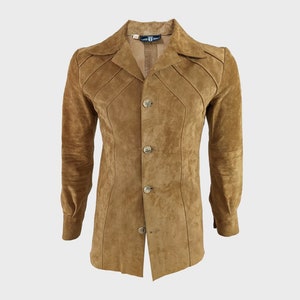 Chaqueta vintage de los años 60 de Carnaby Street, de ante, para hombre, estilo dandy, estilo occidental, de corte entallado, talla 36, talla XS