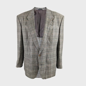 MISSONI Mens Vintage Linen Blazer Silk & Wool Tweed Blazer Shoulder Pads Jacket Italian Designer 1980s Sport Coat Men | EU 52 XL
