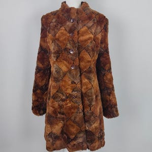 Caroline Charles Archival SS06 Brauner Ginger Patchwork-Mantel aus Kunstpelz und Seidenfutter