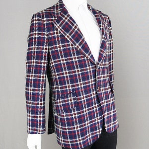 Vintage 60s 70s Checked Wool Blazer Mens Mod Blazer 1960s Sport Coat Plaid Jacket Tailored Carnaby Street Style Notched Lapels 1960s Blazer