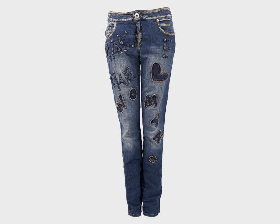 Moschino Denim Monogram Mid-Rise Slim Jeans