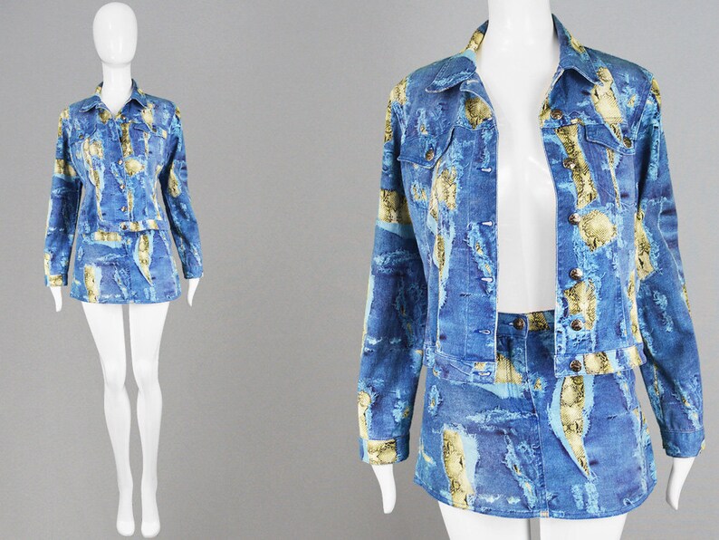 2 piece denim jacket and skirt