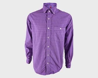 Vintage 90s Invicta Purple Checked Cotton Shirt, Button Down Collar, Medium