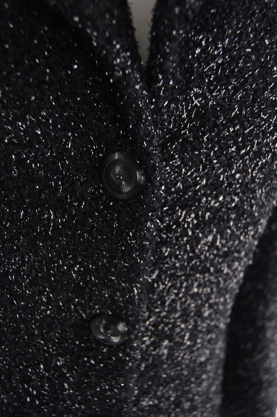 80s BYBLOS Jacket Black Sparkly Fuzzy Wool Blend … - image 6
