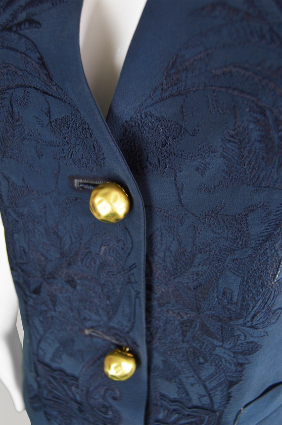 Vintage GIANFRANCO FERRE Embroidered Vest Blue Si… - image 6