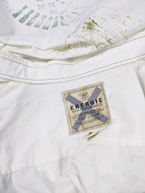 Vintage ENERGIE 90s camisa hombres camisa de algodon militar bota impresion punk grunge desgastado de blanco y verde top patron fuerte camisa de arte usable Etsy Mexico