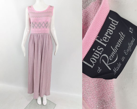 Vintage 70s LOUIS FERAUD Dress, Pink Knit Dress, … - image 1