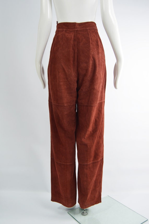 70s 80s LOEWE Wide Leg Pants Copper Reddish Brown… - image 8