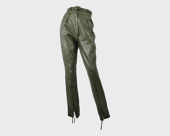 Vintage 80s CHRISTIAN DIOR Pants, Green Leather Pants, Lace up Leather Trousers, High Waist Pants, Riding Pants, Dior Vintage Trousers, XS - Etsy Vintage 80s CHRISTIAN DIOR Pants, Green Leather Pants, Lace up Leather Trousers, High Waist Pants, Riding Pants, Dior Vintage Trousers, XS - Etsy