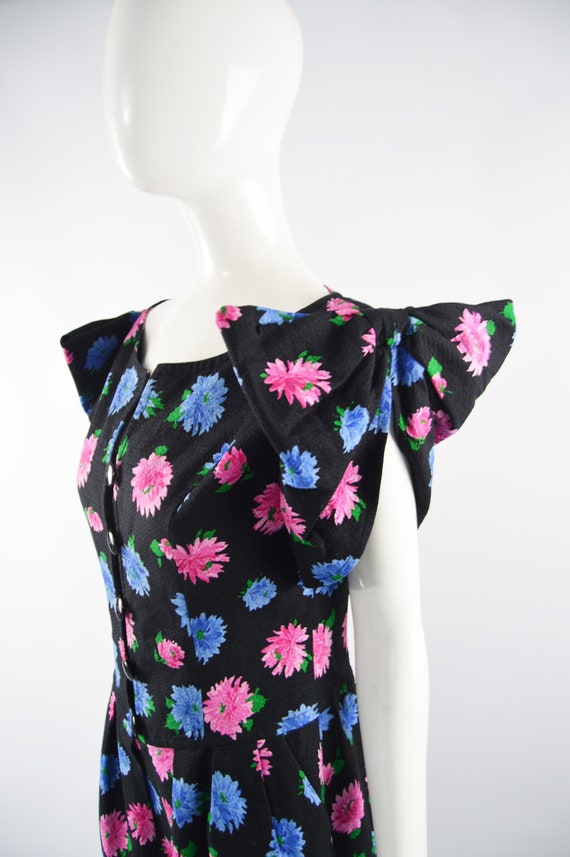BELLVILLE SASSOON Black Cotton Dress Floral Print… - image 3